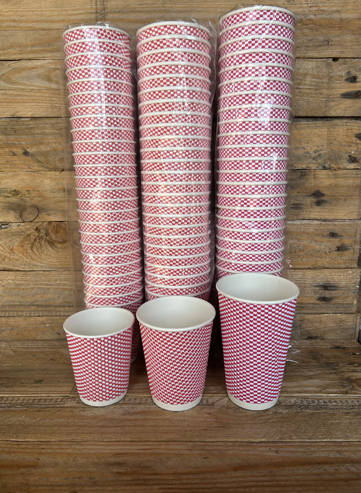 Red Chex Ripple Wall Cup